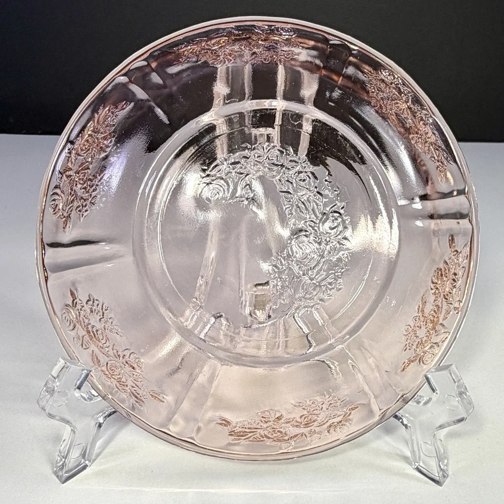 Federal Glass Sharon Cabbage Rose Pink Depression Glass 5